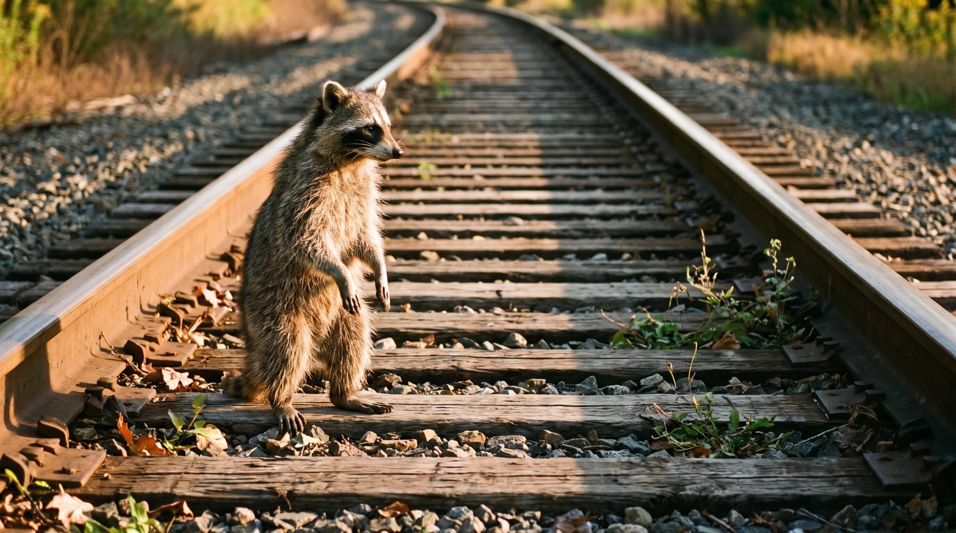 Bahnschwellen, die sich im regelmäßigen Takt in die Ferne ziehen