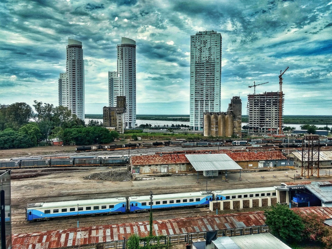 Vista de Puerto Norte y Estación Norte de Trenes en Rosario 2021