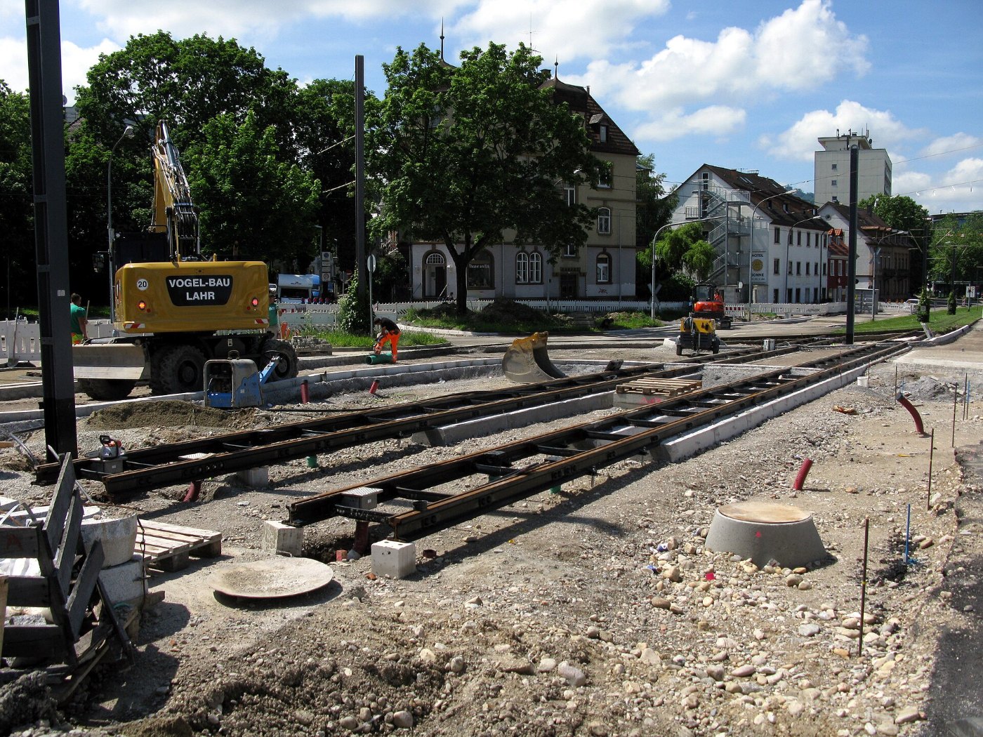 2016 06 20, Stadtbahnbaustelle in der Freiburger Kronenstraße an der Ein