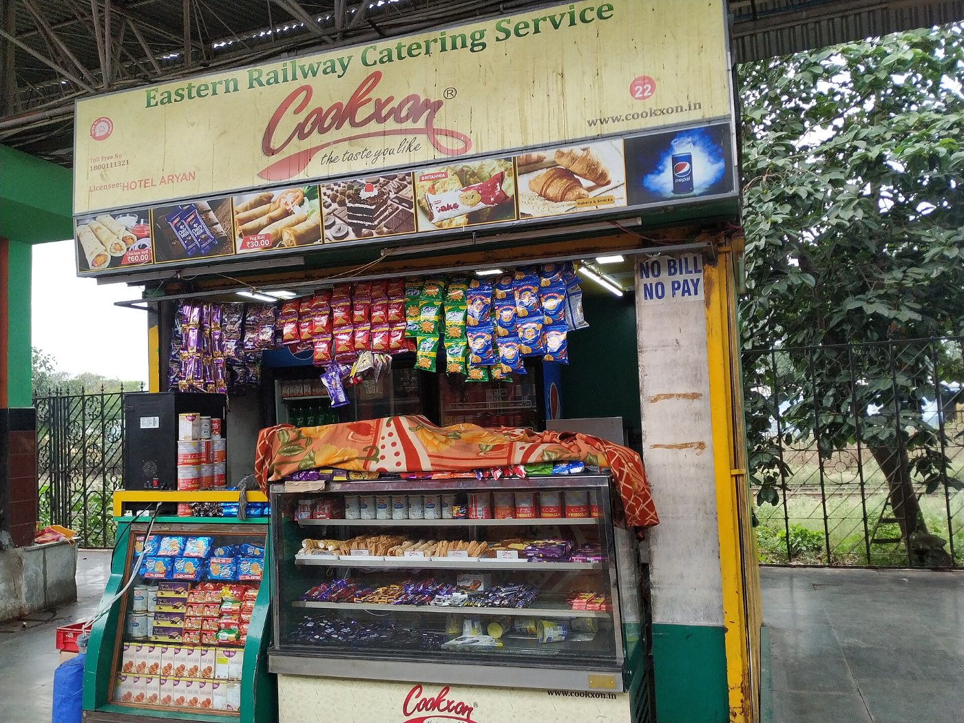 Eastern Railway Catering Service shop at Howrah Railway Station, India