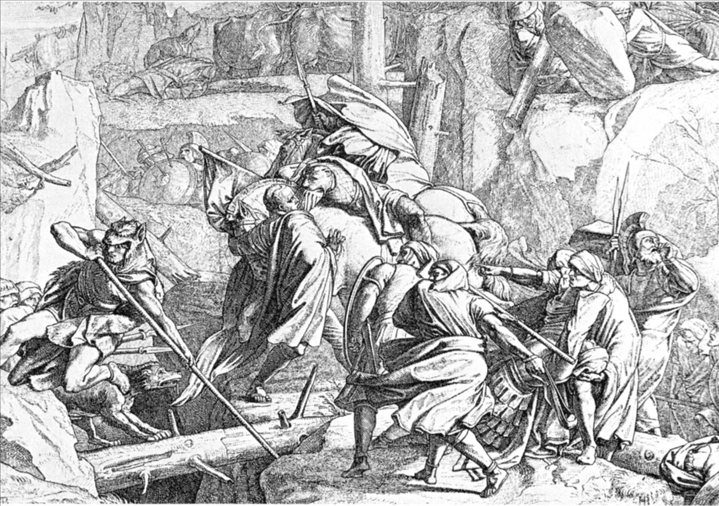 Hannibals Zug über die Alpen 215 v Chr Stich Motte