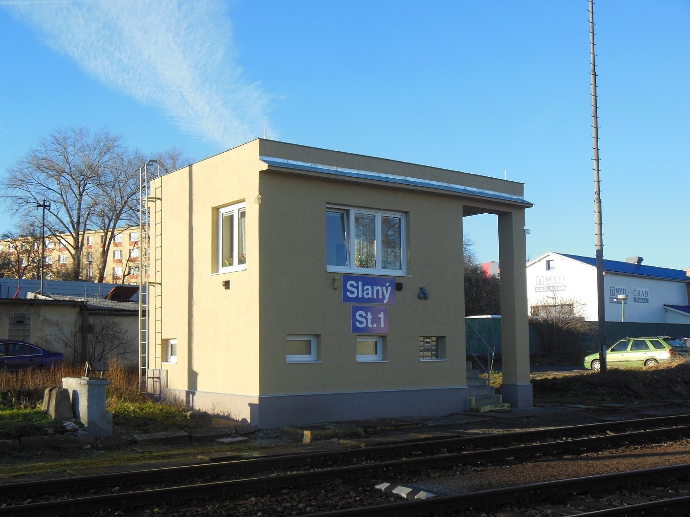 Stellwerk am Bahnhof Slaný