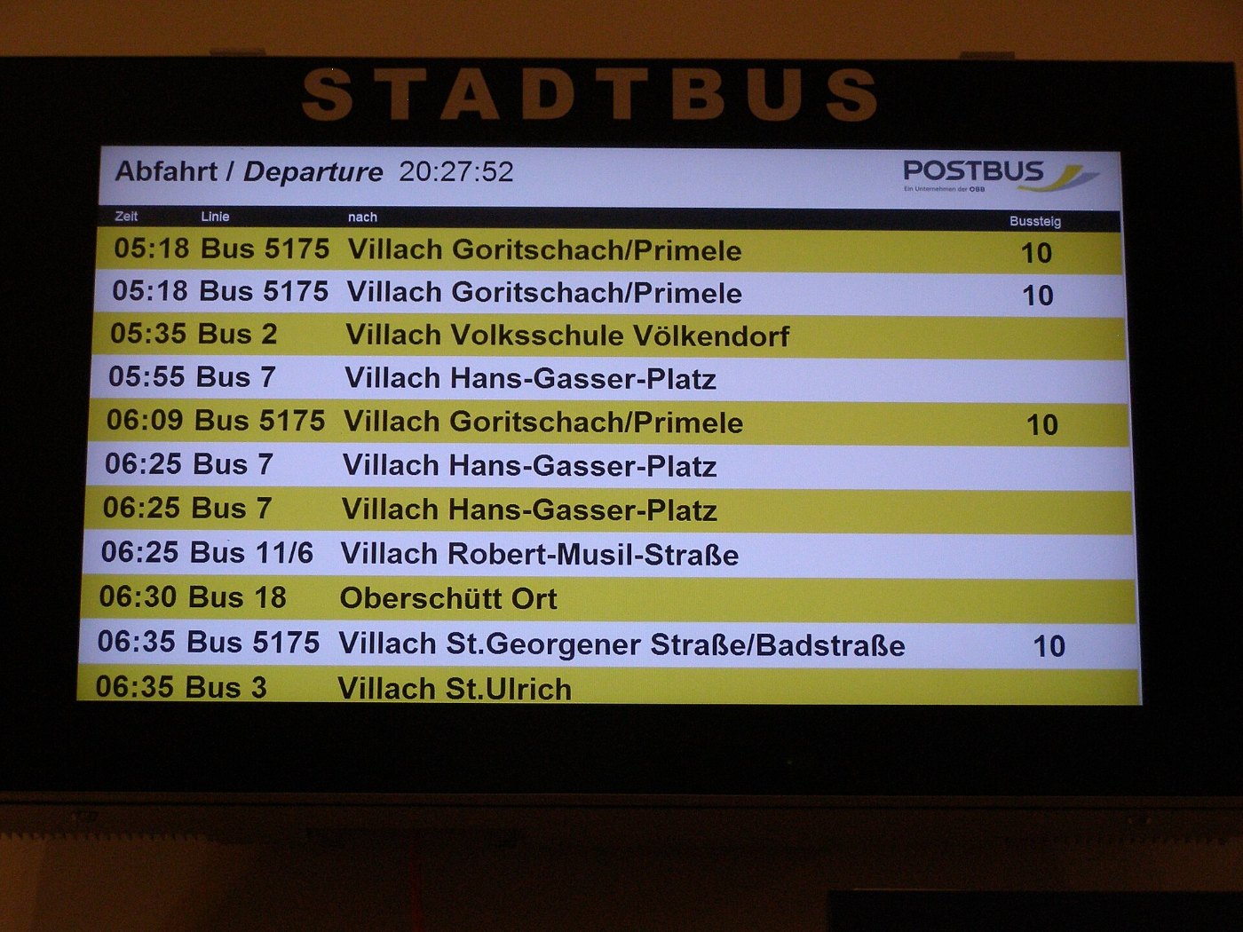 Villach Hbf rozklad bus 1