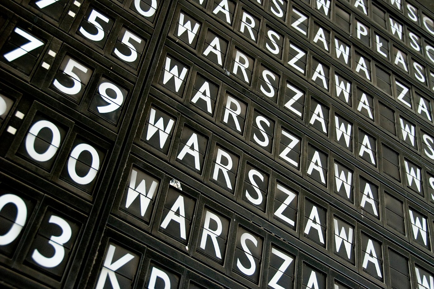 Warsaw Central railway station display board