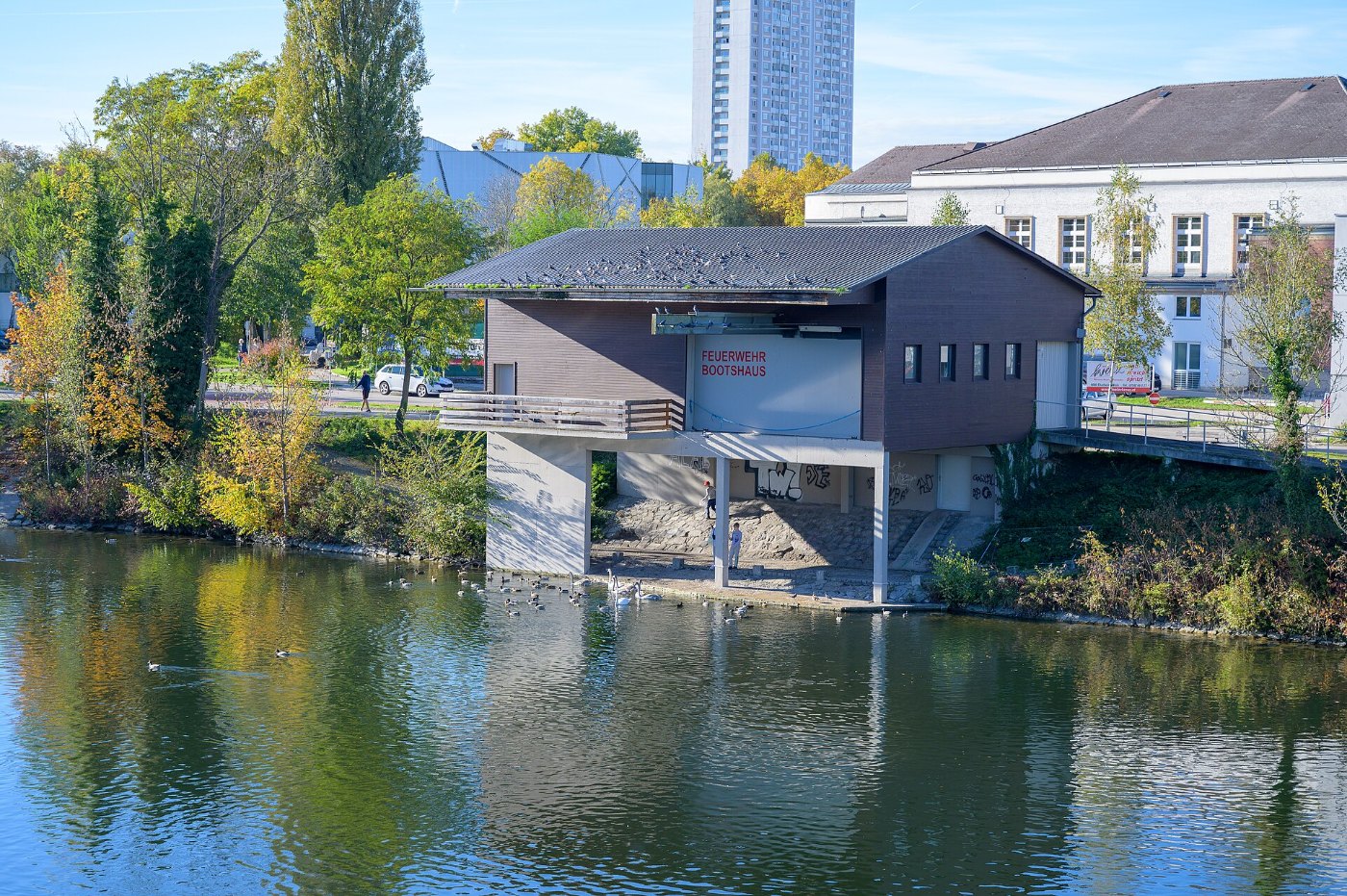 Wels Bootshaus der Feuerwehr an der Traun 2744