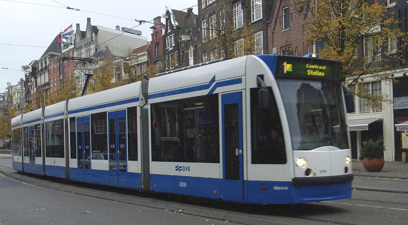 GVB Combino 2006 (Amsterdam tram) on route 1, October 2007