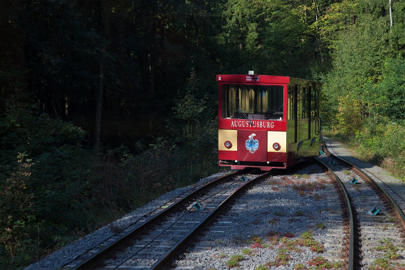 Ein Wagen der Drahtseilbahn Erdmannsdorf-Augustusburg