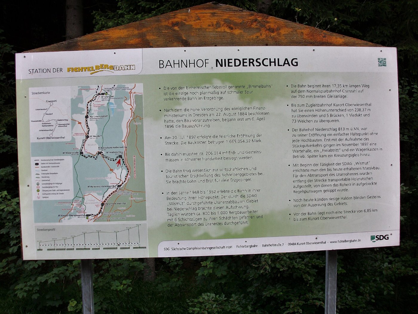 Fichtelbergbahn, Infotafel Bahnhof Niederschlag