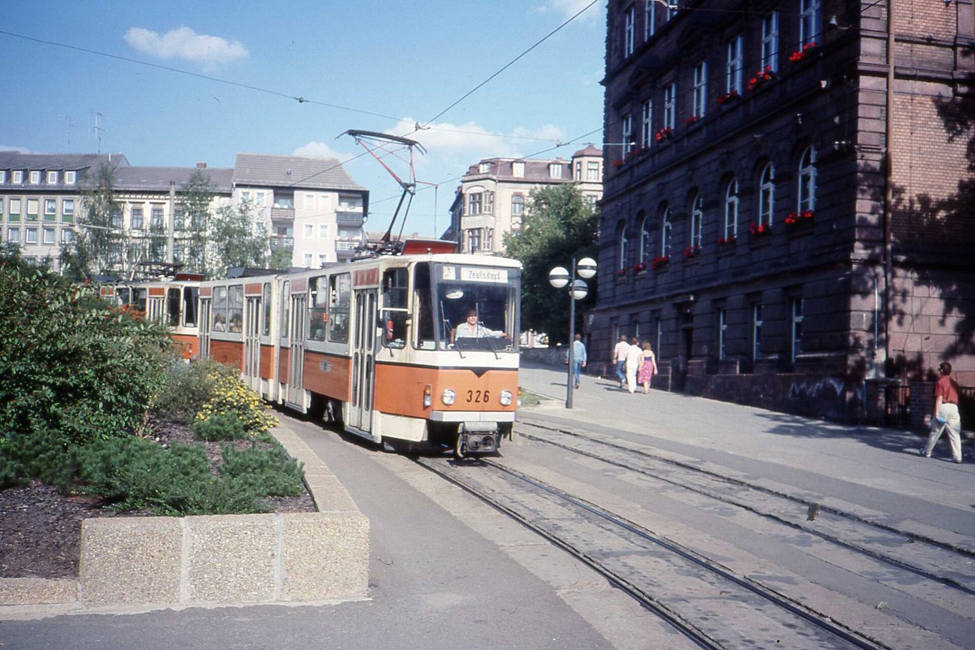 Tatra KT4D tram 326 in Gera, Aug 1989