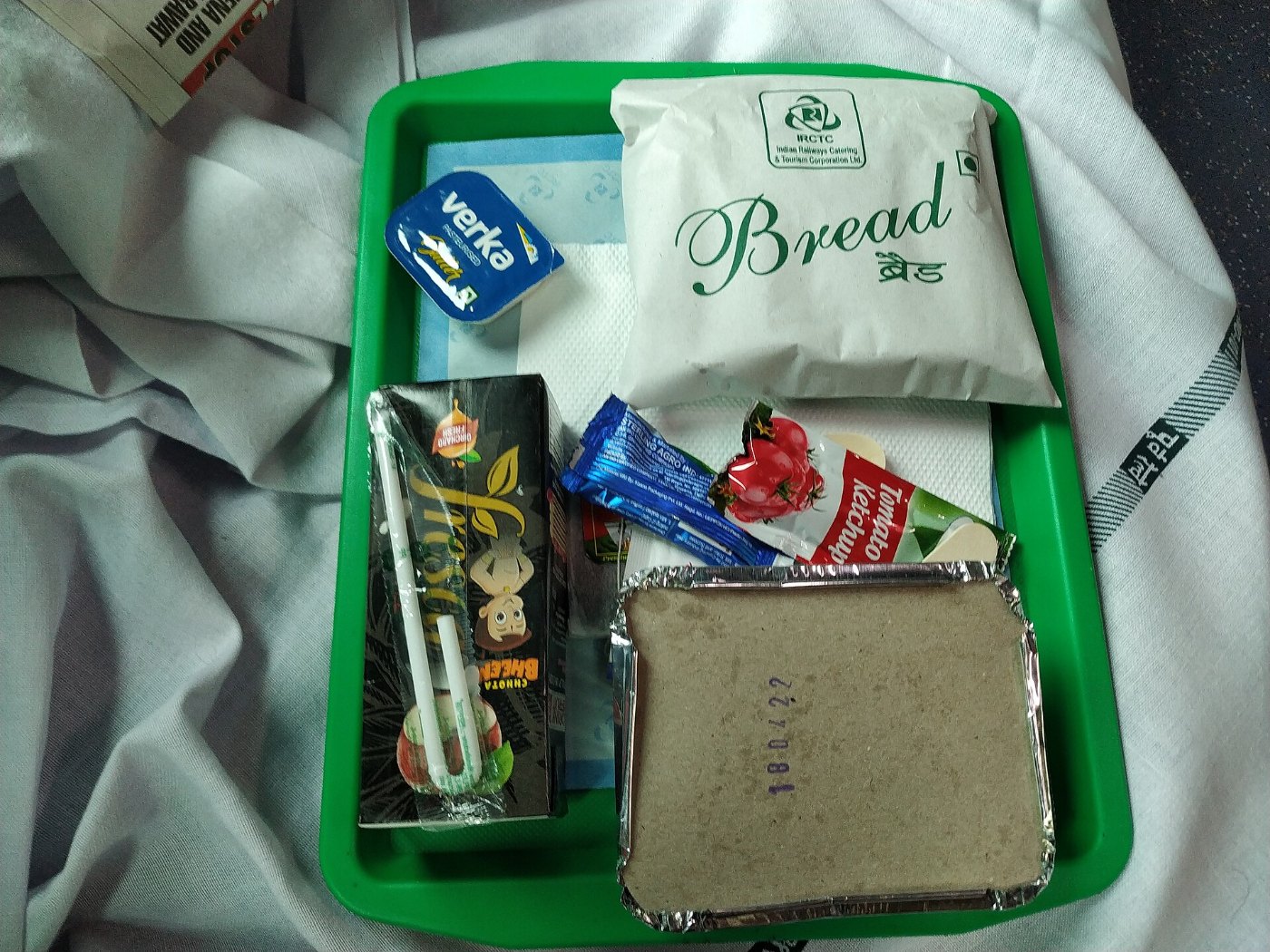 Breakfast in Indian Railways train Duronto Express