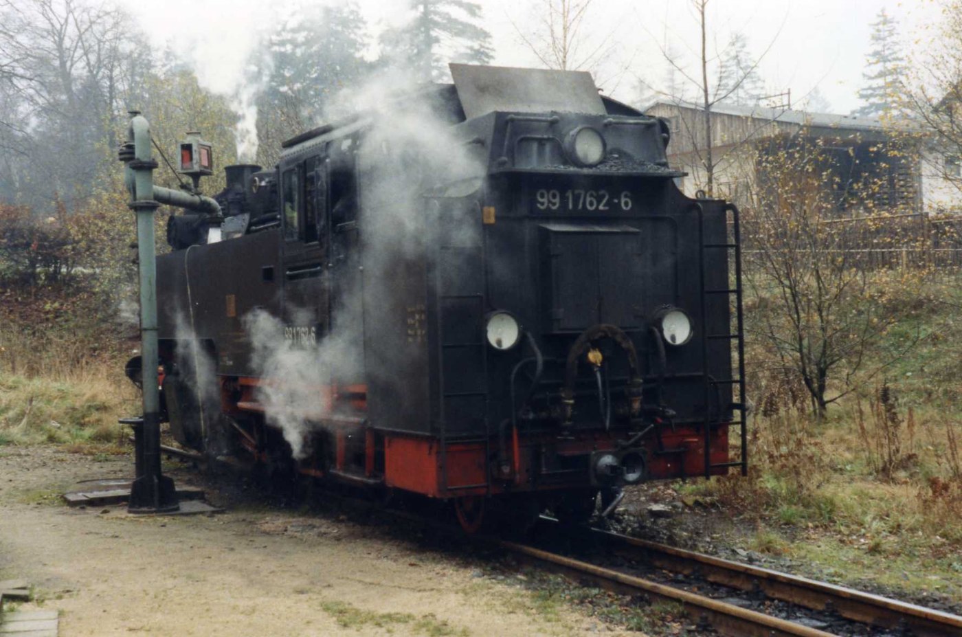 Zittau Oybin Jonsdorf Schmalspurbahn. 99 1762 6 takes on water at Bahnho