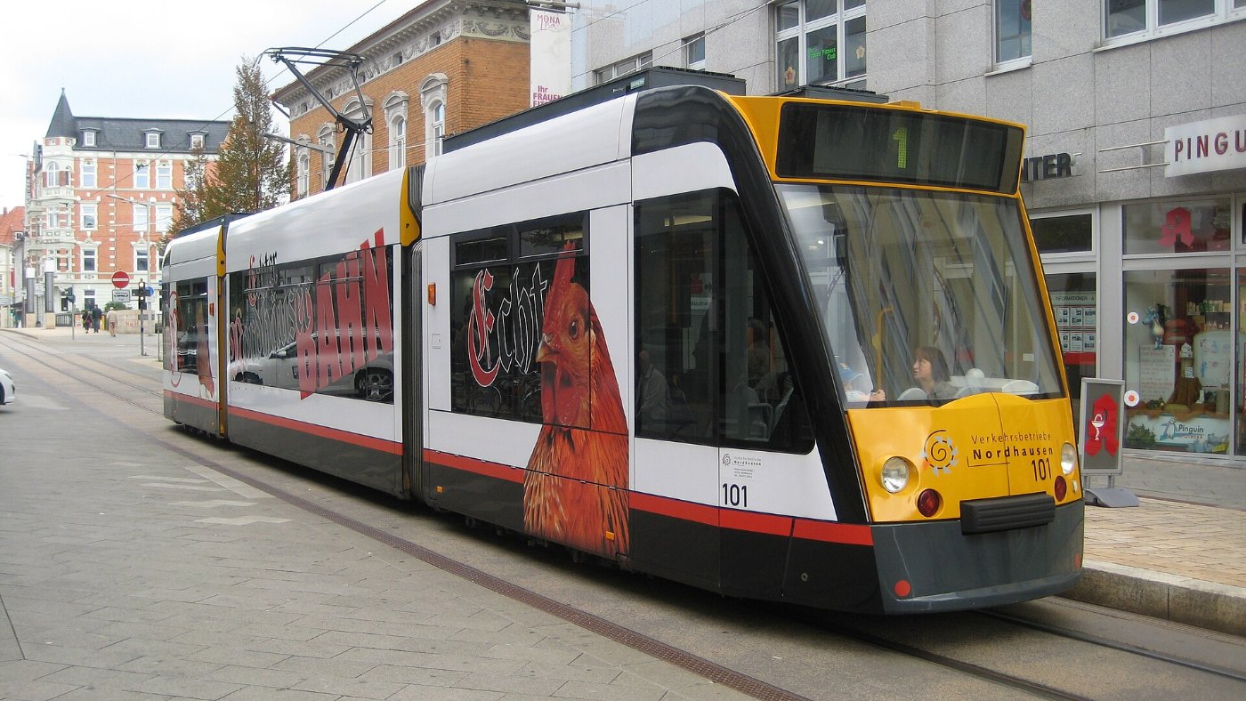 Tram 101 in Nordhausen (Germany)