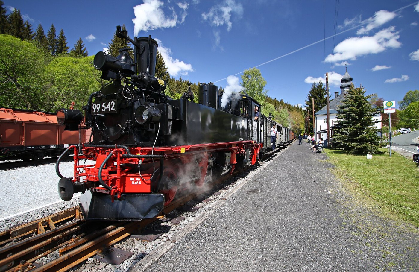 Dampfzug der Preßnitztalbahn. Erzgebirgskreis, Sachsen 2H1A7814WI