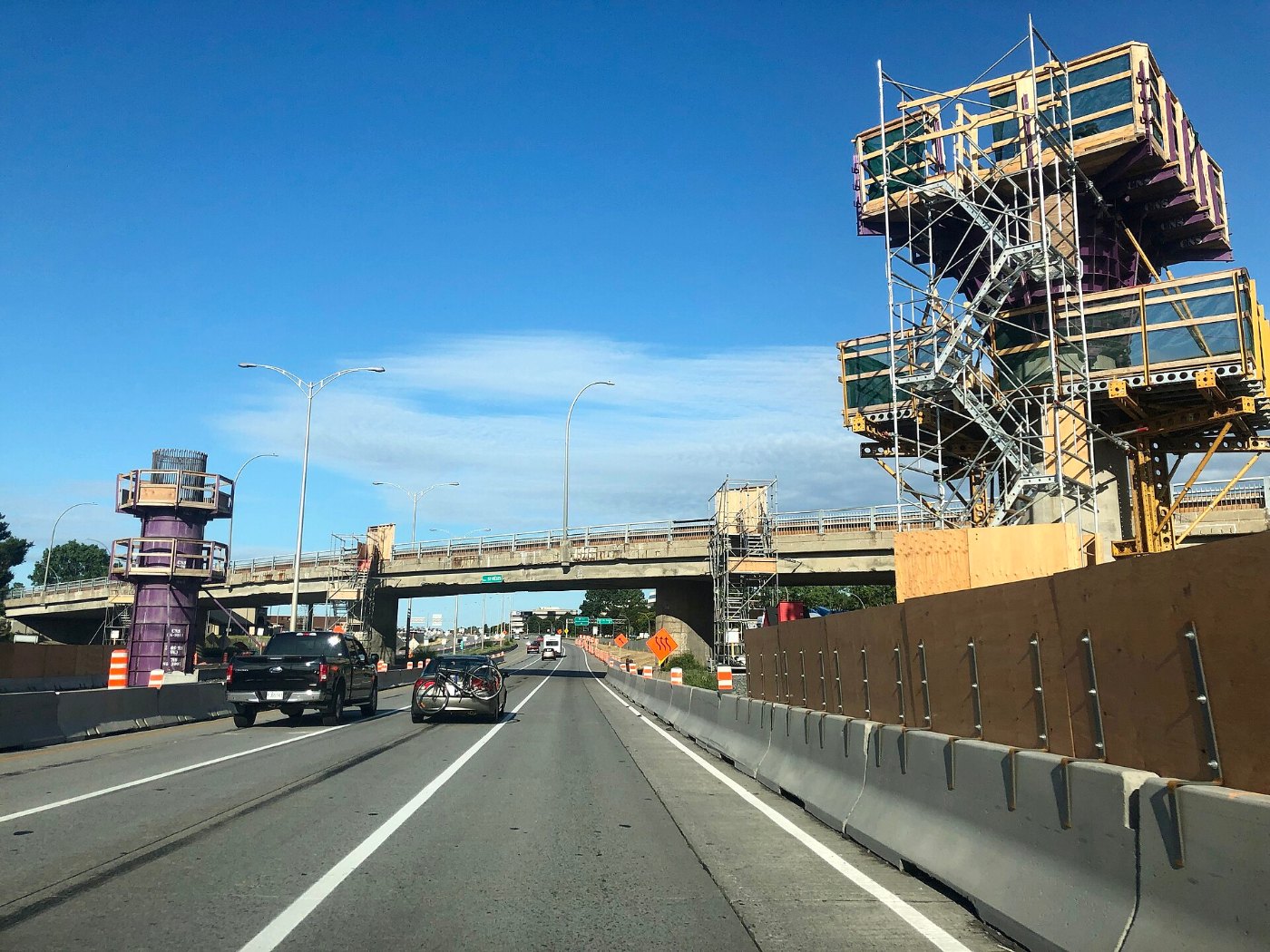 Réseau express métropolitain pont autoroute 40 construction