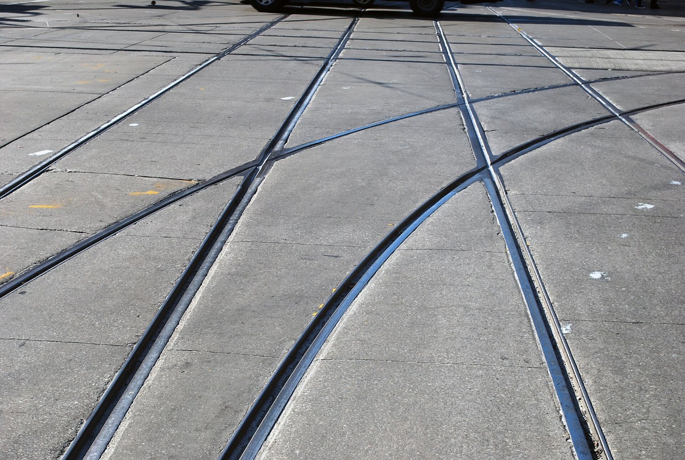 Streetcar rails in Toronto